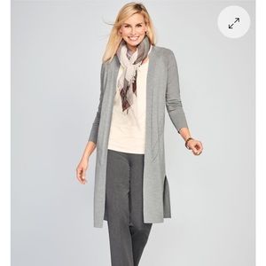 NEW - Talbots Merino Wool - Grey Neutral Duster Cardigan - Size Large